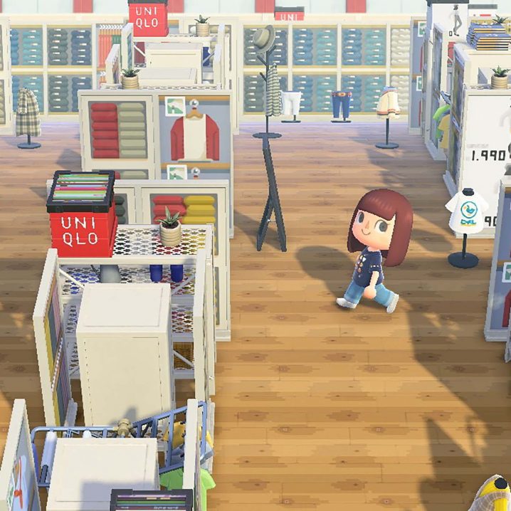 A screenshot of UNIQLO Island as part of the Animal Crossing: New Horizons UNIQLO collection