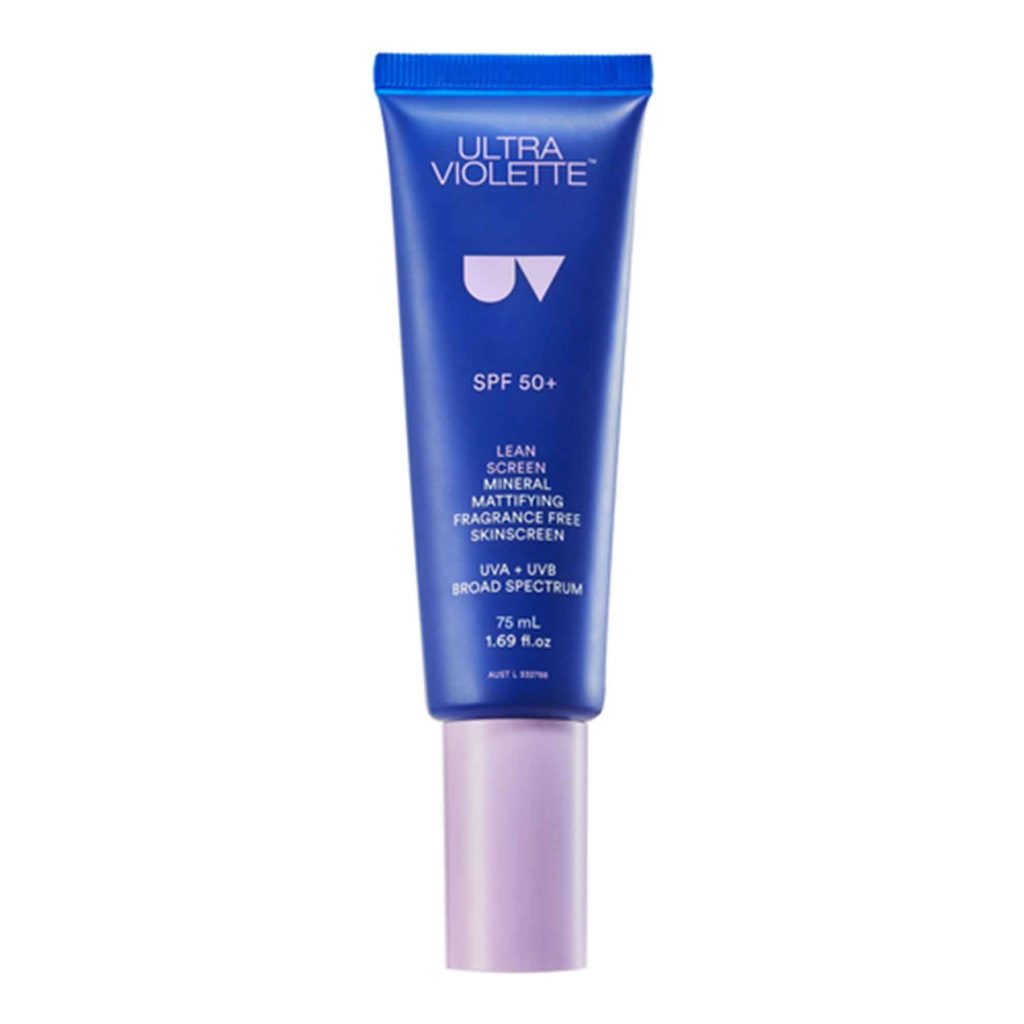 For sensitive and oily skin types: Ultra Violette, Lean Screen Mineral Mattifying Fragrance Free Skin Screen ($49) 