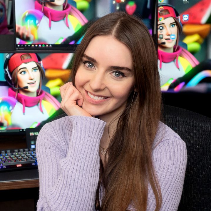 A close up of Kathleen Belsten, who streams under the name Loserfruit