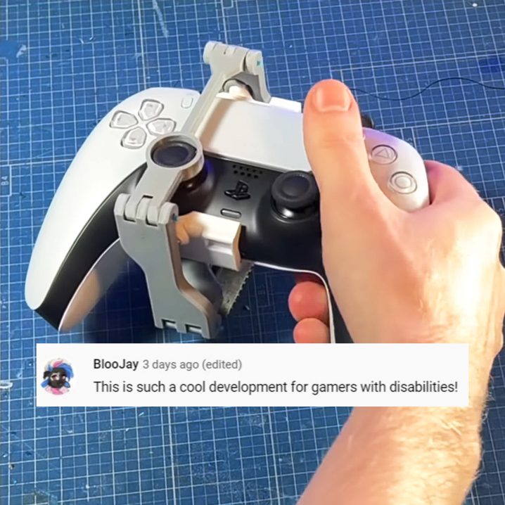 A one-handed PS5 controller designed and made by Akaki Kuumeri.