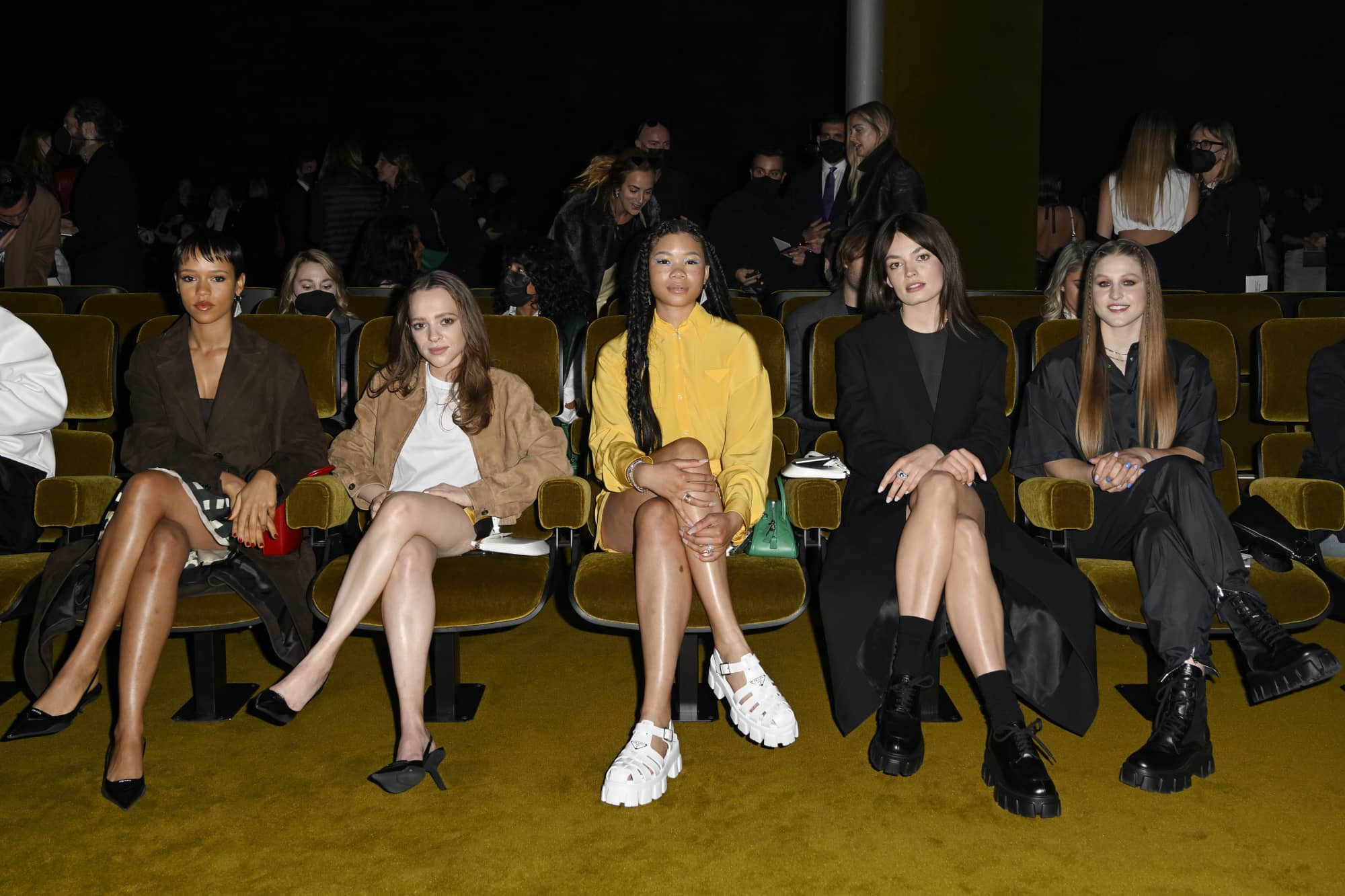 Taylor Russell, Shira Haas, Storm Reid, Emma Mackey and Julia Marino Sit Front Row at Prada