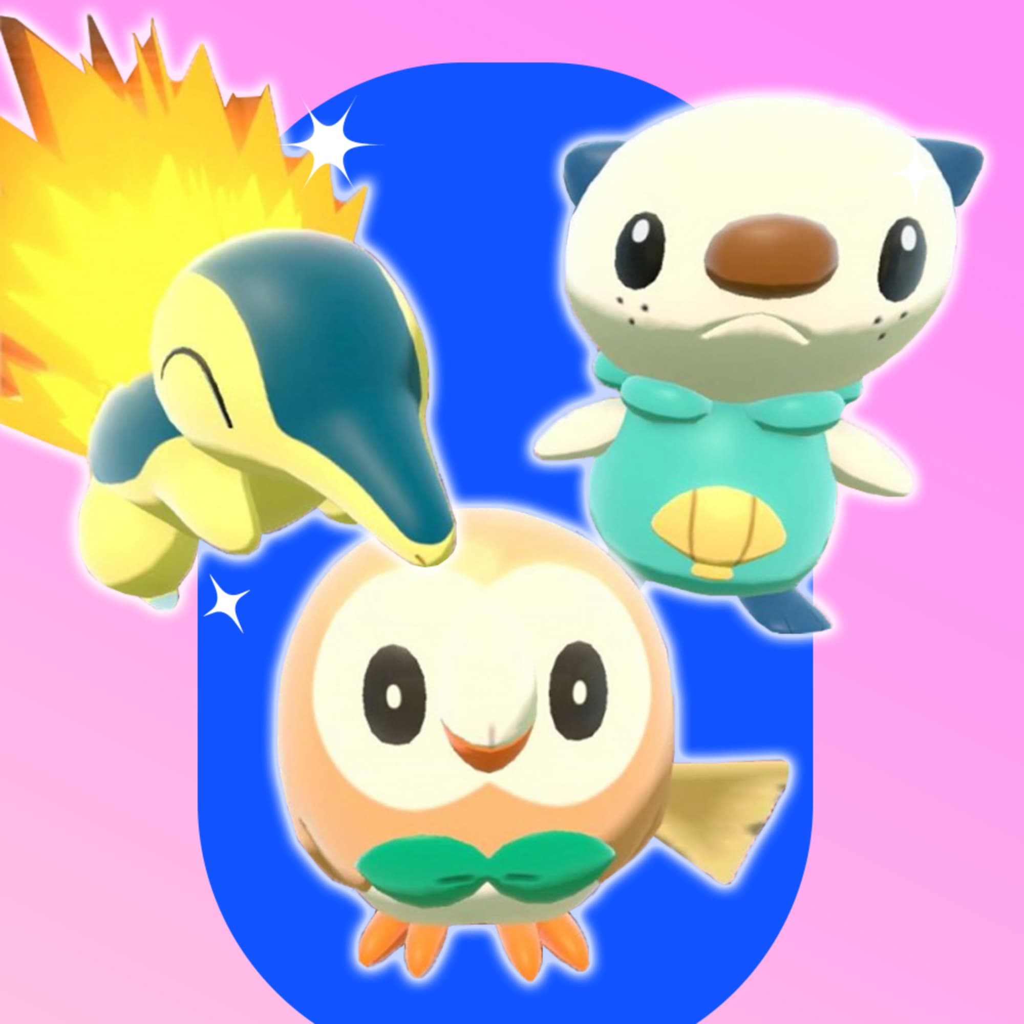 Cyndaquil, Rowlet and Oshawott, the starter Pokémon in Pokémon Legends: Arceus.
