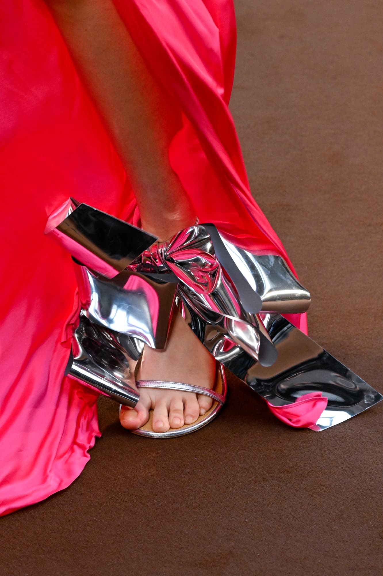 See Loewe's Fall 2022 Silver Bow Heels