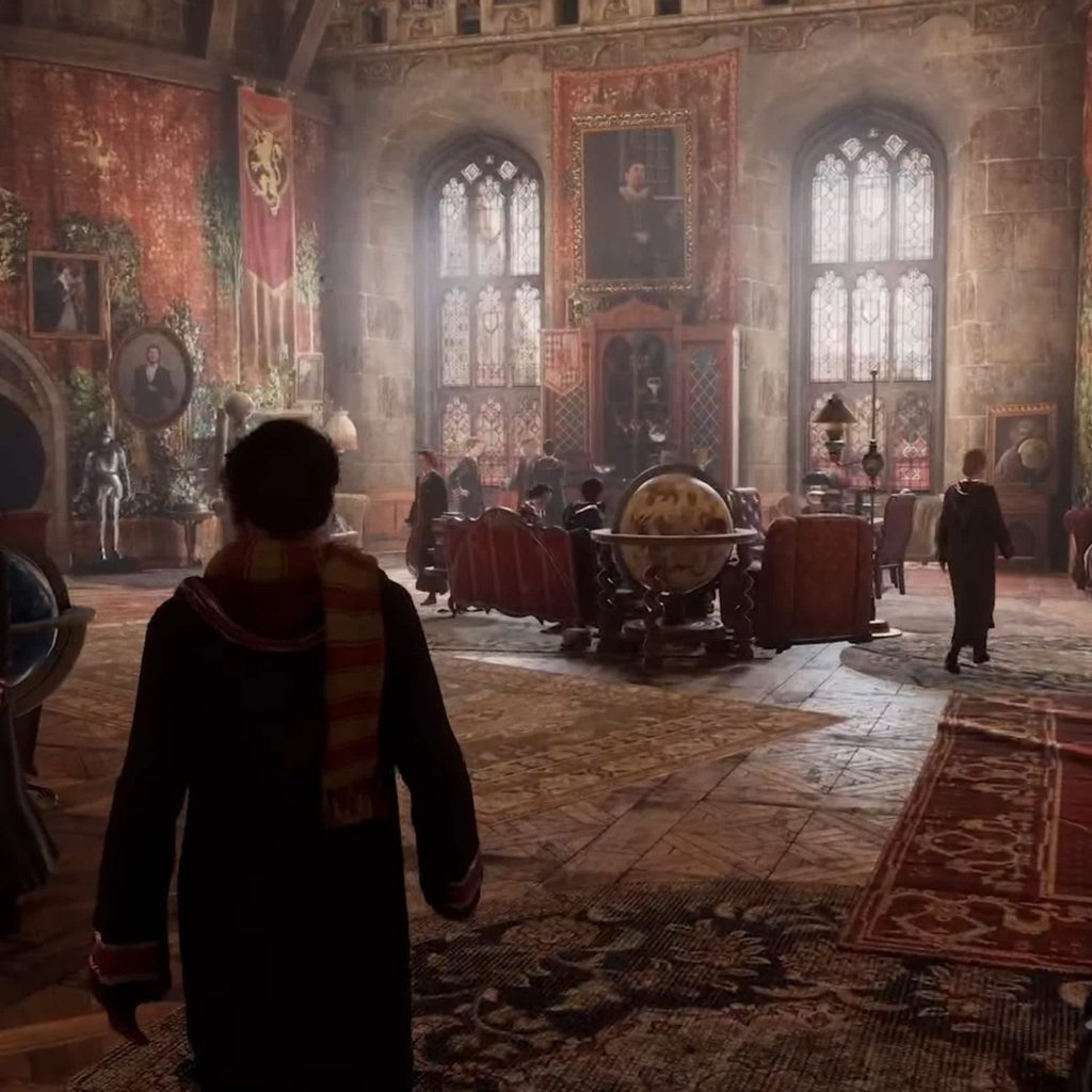 The Gryffindor common room in Hogwarts Legacy.