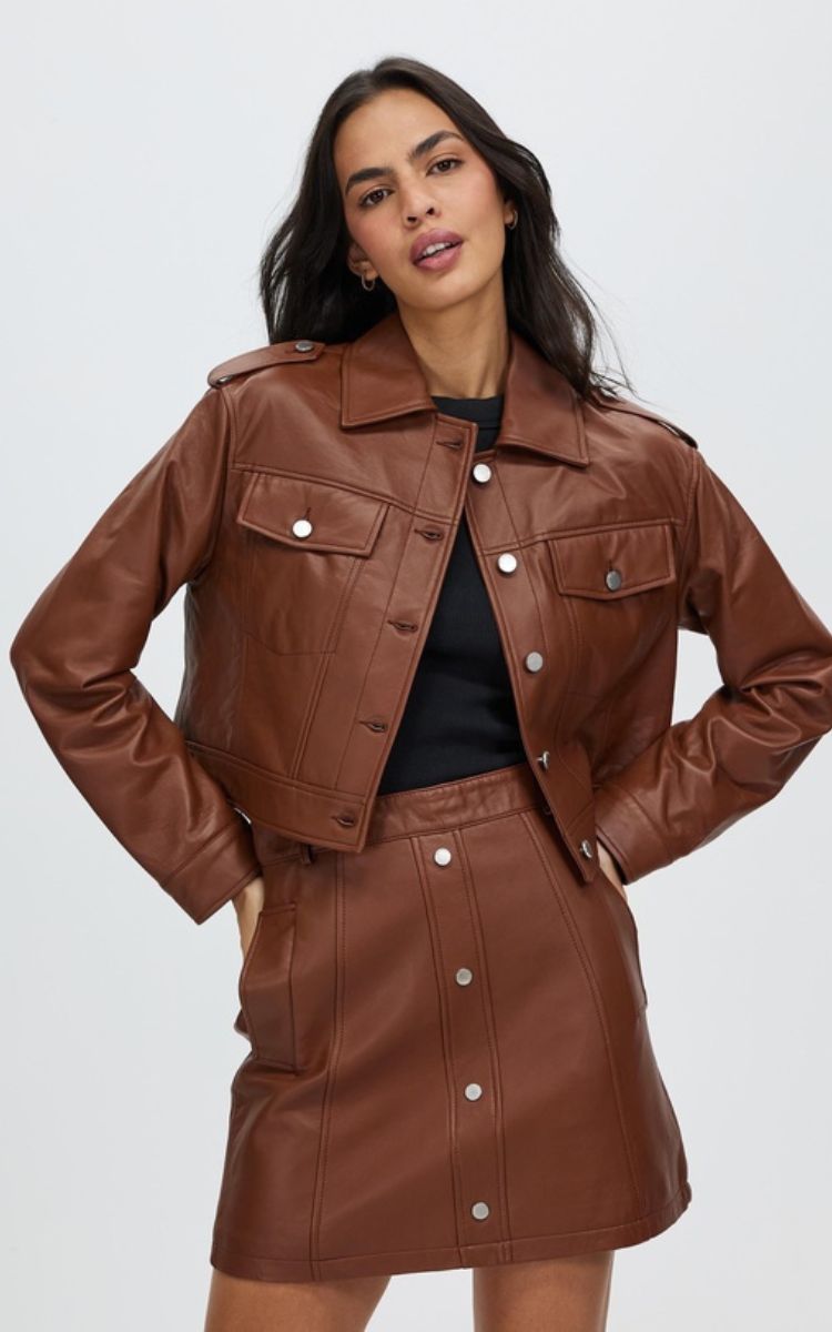 ENNA PELLY Blair Cropped Leather Jacket - winter jackets for women