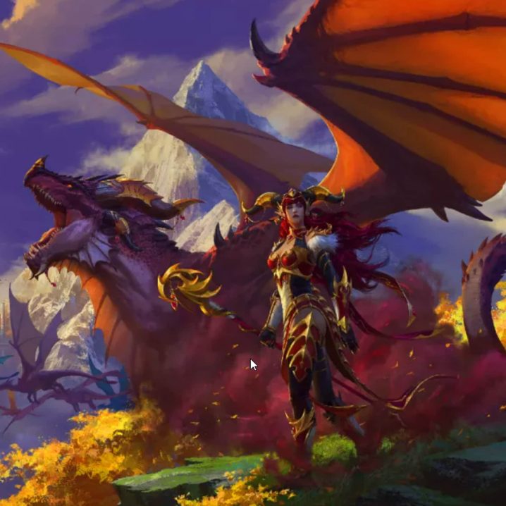 Artwork for the World of Warcraft expansion Dragonflight.