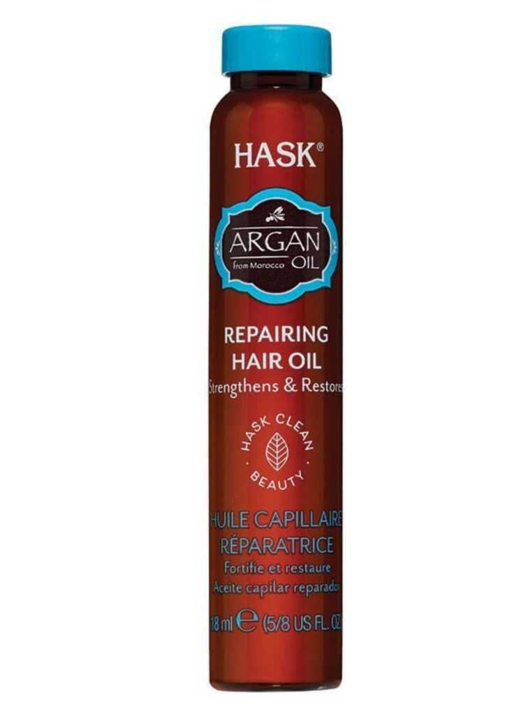 Get shiny hair with Hask, Argan Oil Repair Shine Oil, ($3-8)