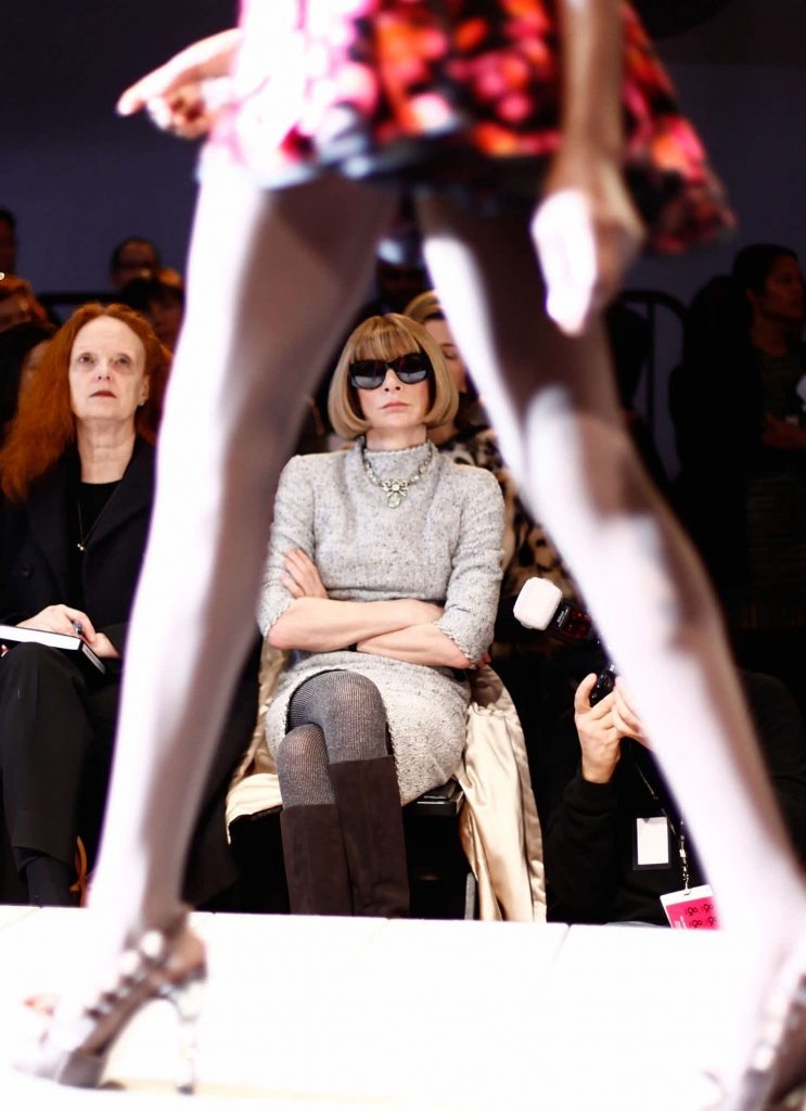 American Vogue Editor-in-Chief Anna Wintour and then Creative Director Grace Coddington sit front row at Zac Posen in 2010
