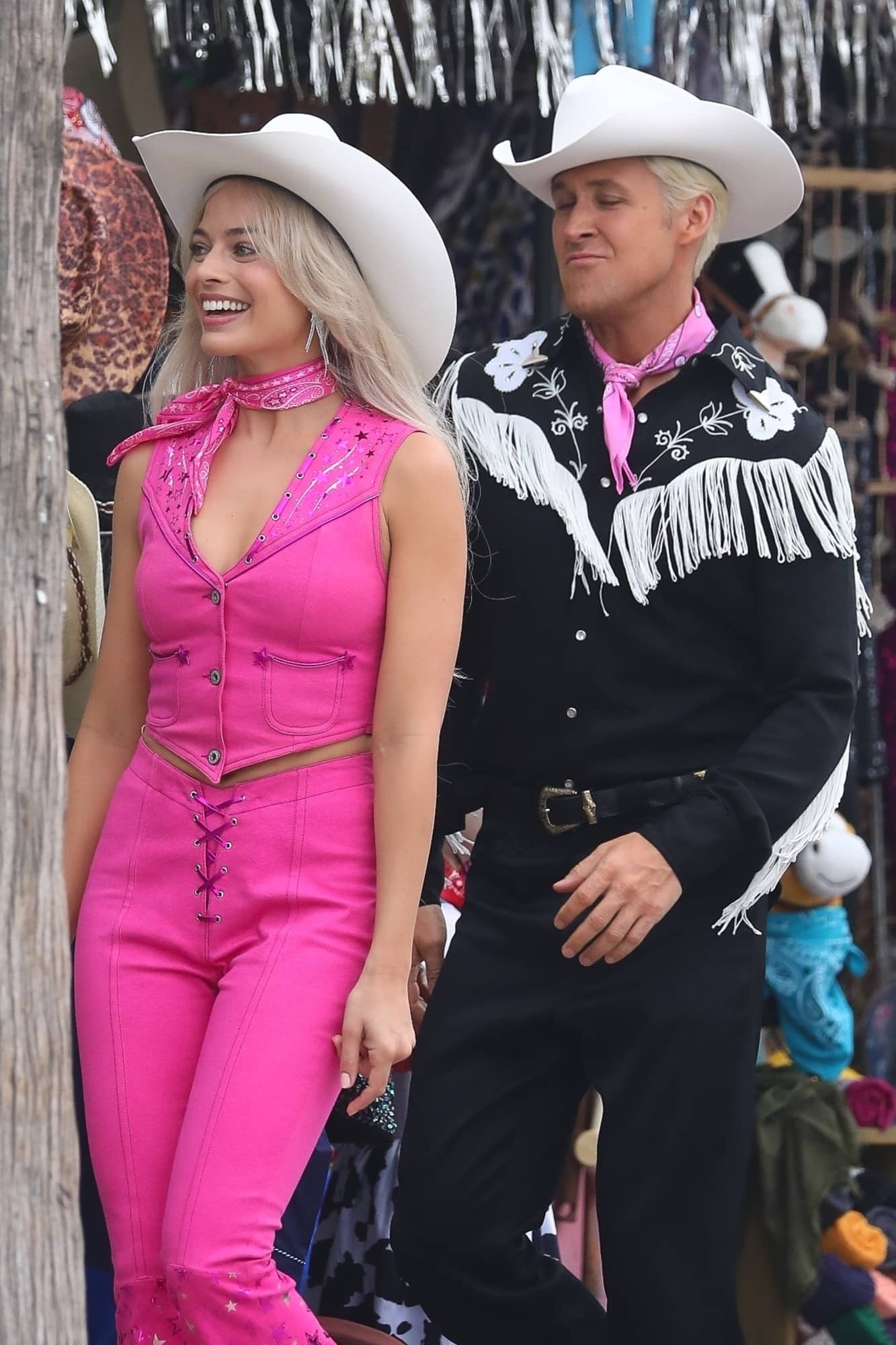 Margot Robbie and Ryan Gosling as Rodeo Barbie and Ken