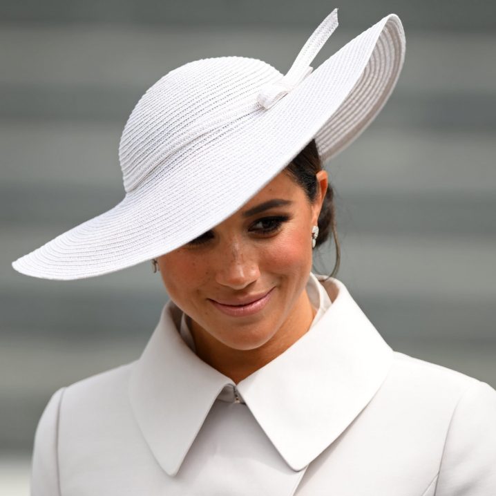 Meghan Markle tried the milk-bath nail trend and wore a light-pink manicure to St. Paul's Cathedral on June 3 during Queen Elizabeth's Platinum Jubilee.