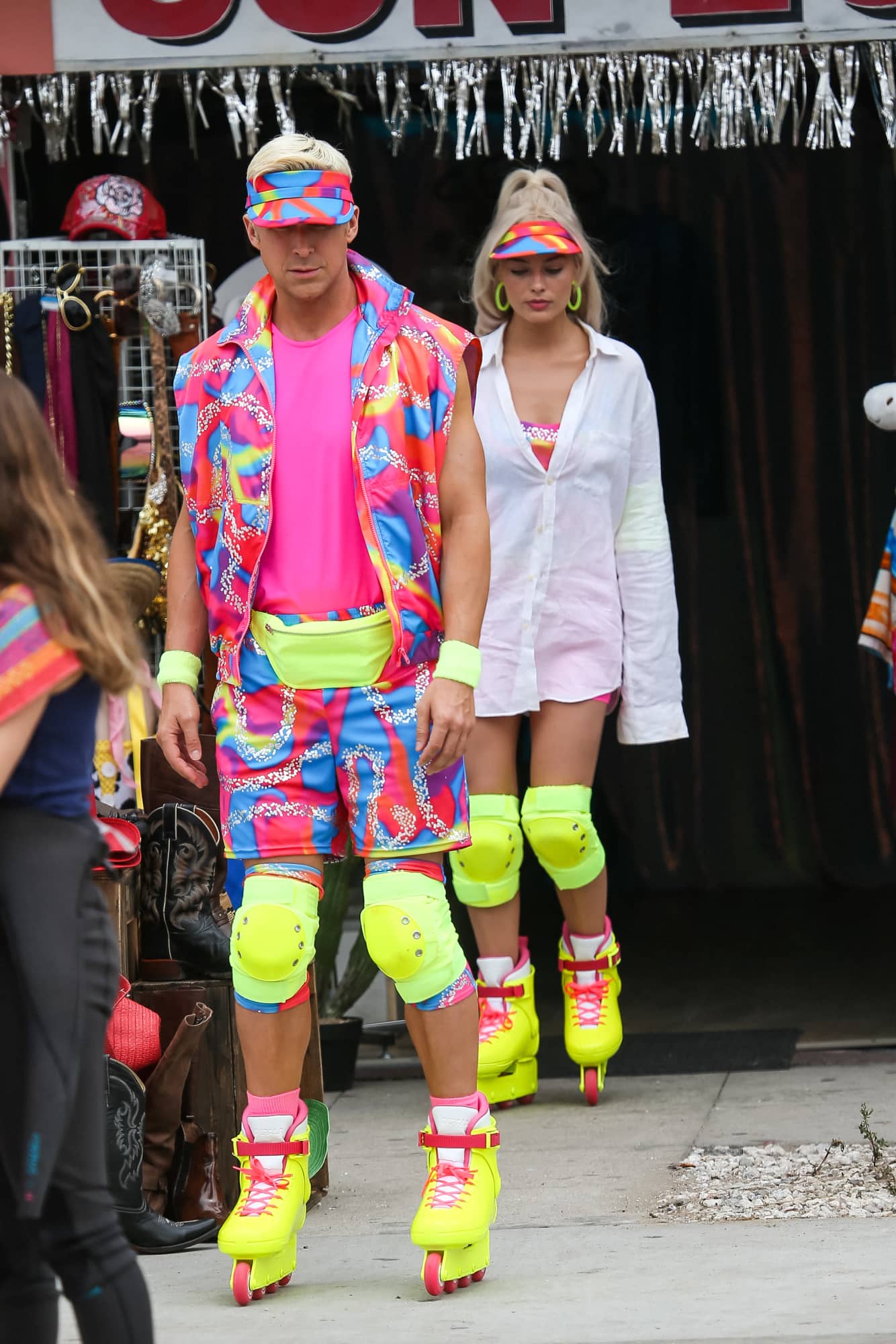 Ryan Gosling and Margot Robbie as Rollerblade Barbie and Ken