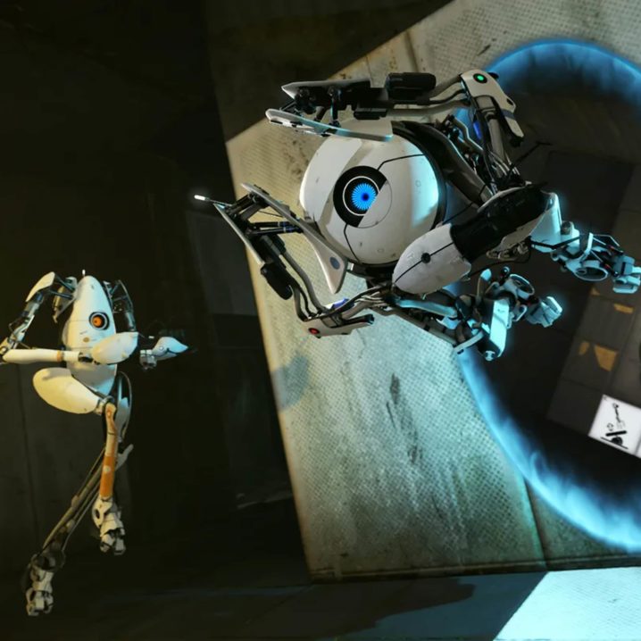 P-Body and Atlas from the Portal 2 co-op mode.