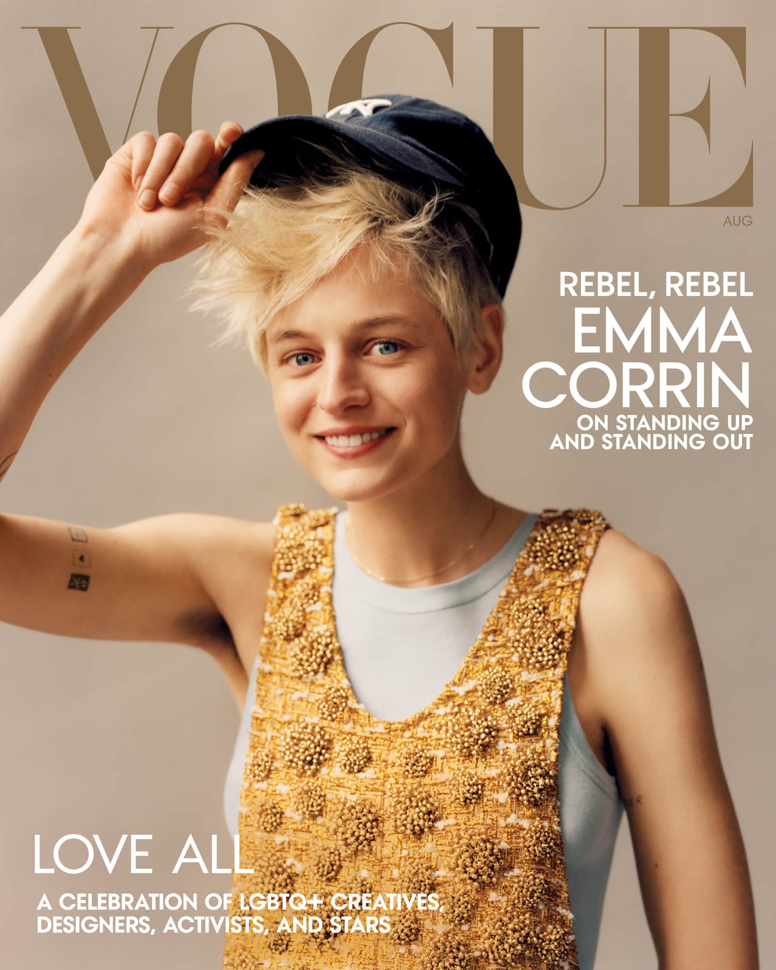 Emma Corrin on the cover of Vogue, August, 2022