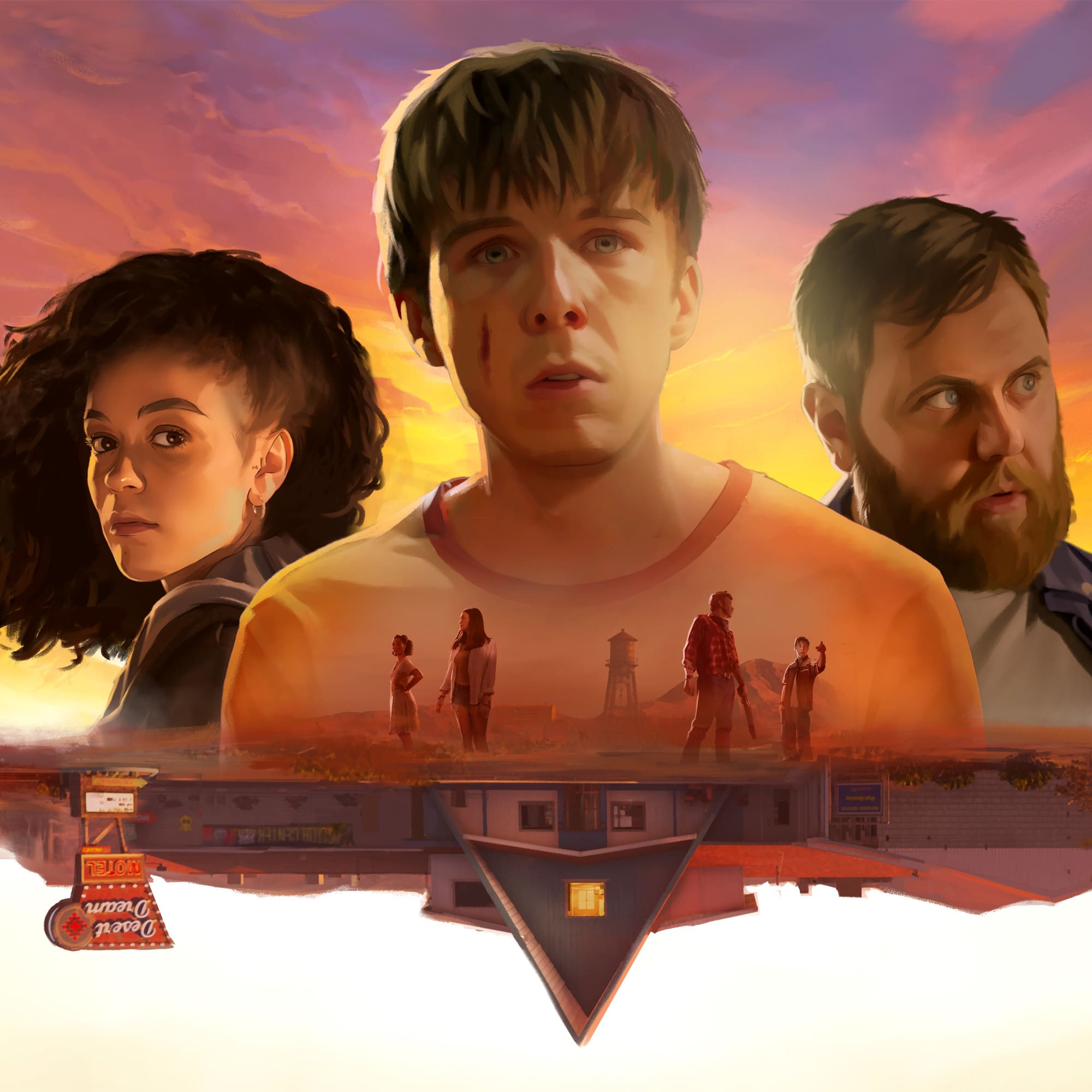 Key art of Zoe, Jay and Vince in As Dusk Falls.