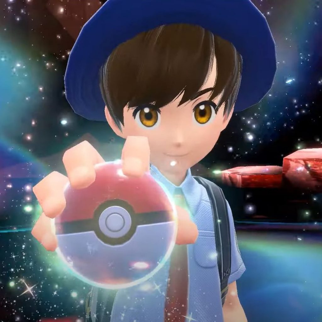 The Trainer holding a Pokeball in Pokemon Scarlet and Violet