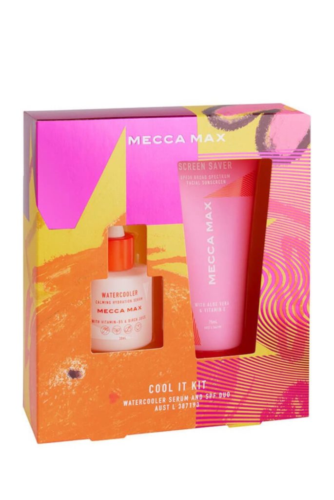 Mecca Max, Cool It Kit Watercooler Serum and Screen Saver SPF Skincare Duo, ($40) Image credit: MECCA