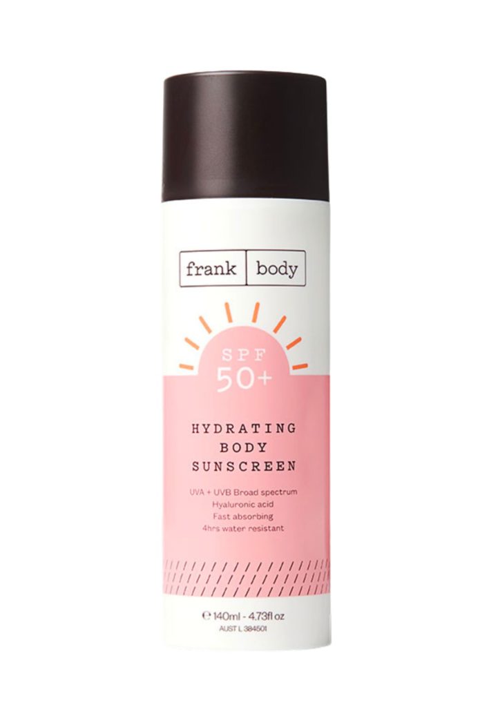 Frank Body, Hydrating Body Sunscreen 50+ ($30) 
