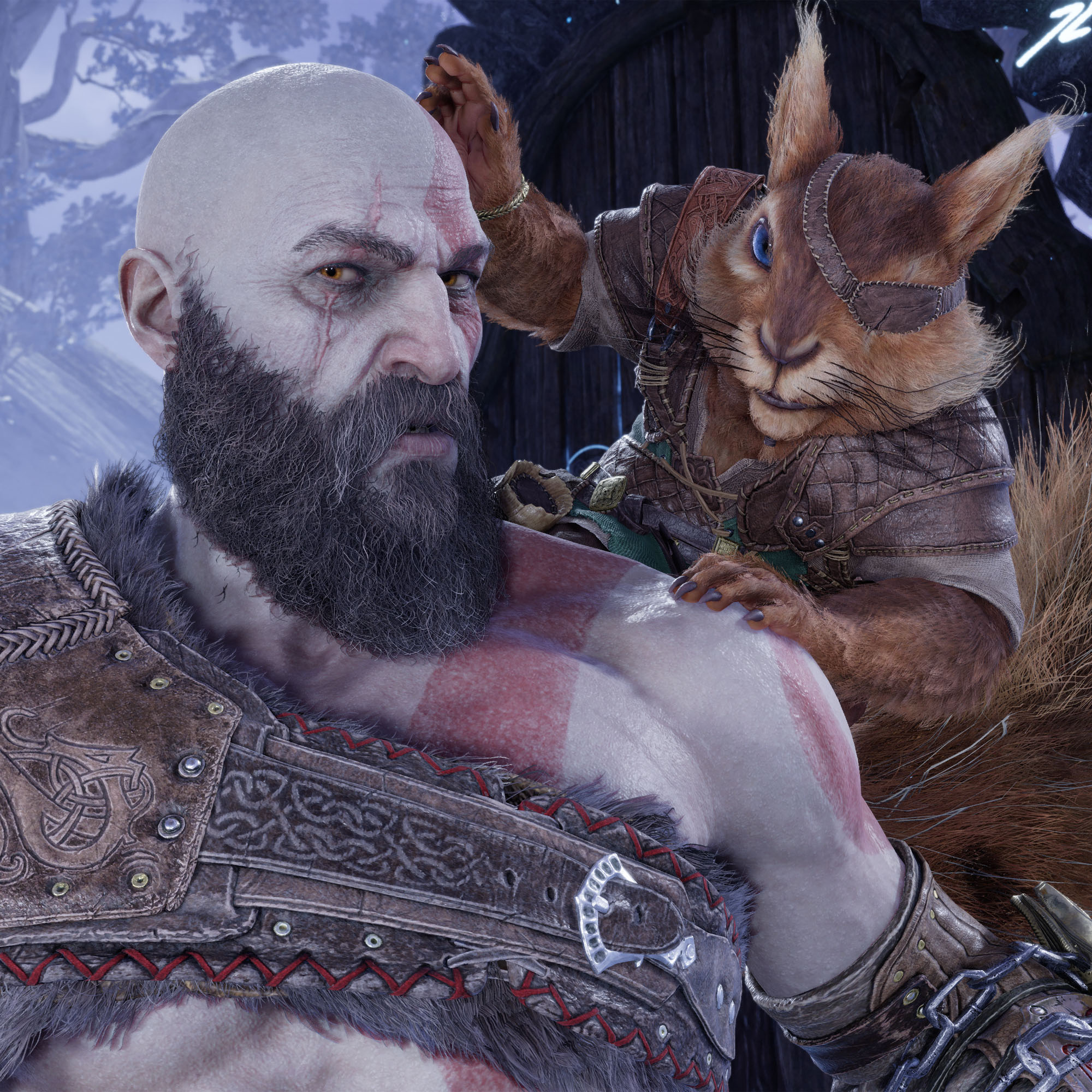 Kratos and Ratatoskr in God of War: Ragnarok.