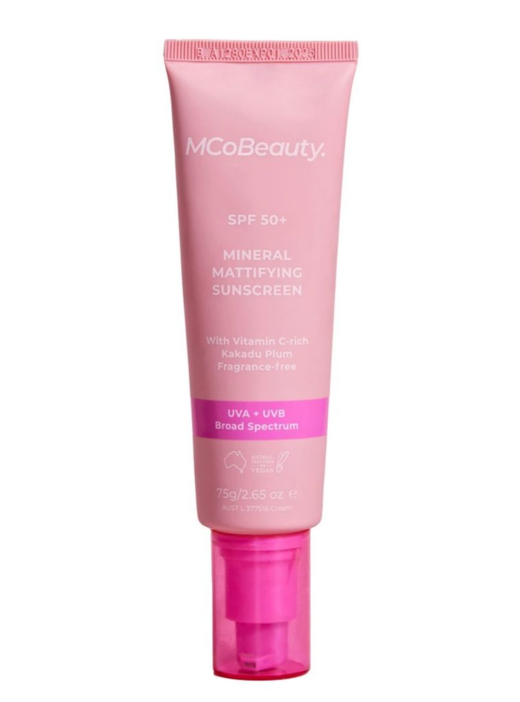 Best Sunscreen 2022: MCo Beauty, SPF50+ Mineral Mattifying Sunscreen ($35) Image Credit: MCo Beauty