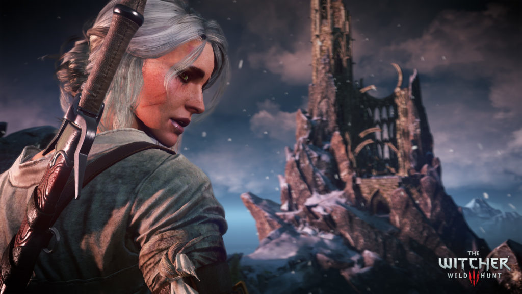 Ciri looking over her shoulder in The Witcher 3.
