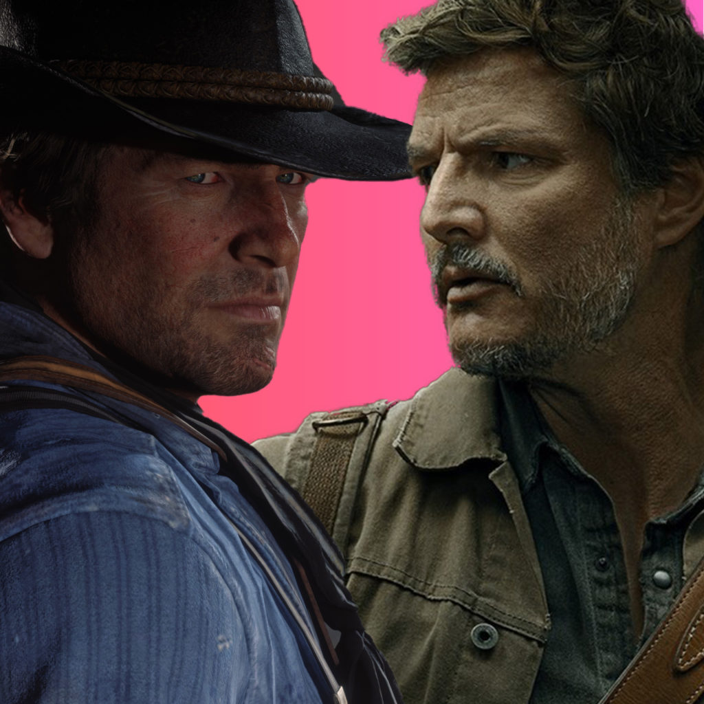 Arthur from Red Dead Redemption 2 and Joel from The Last of Us HBO facing off against each other.