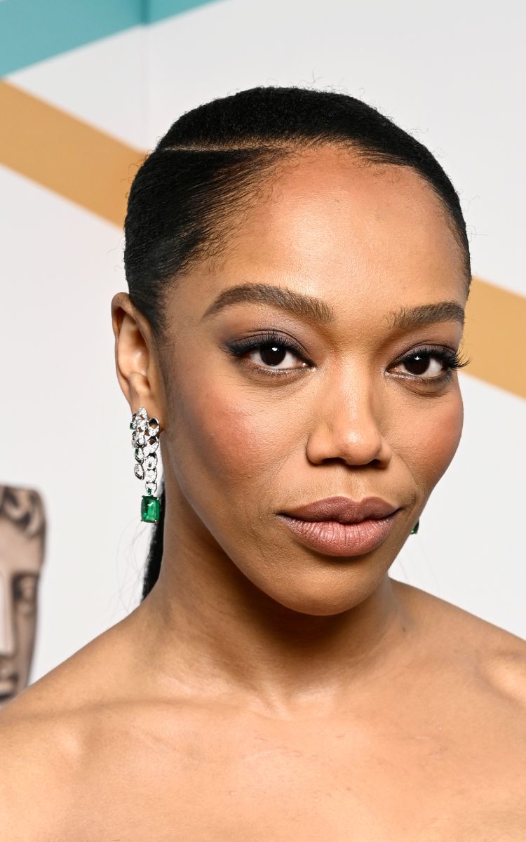 Naomi Ackie wears a soft, easy winged liner look on the BAFTAs red carpet