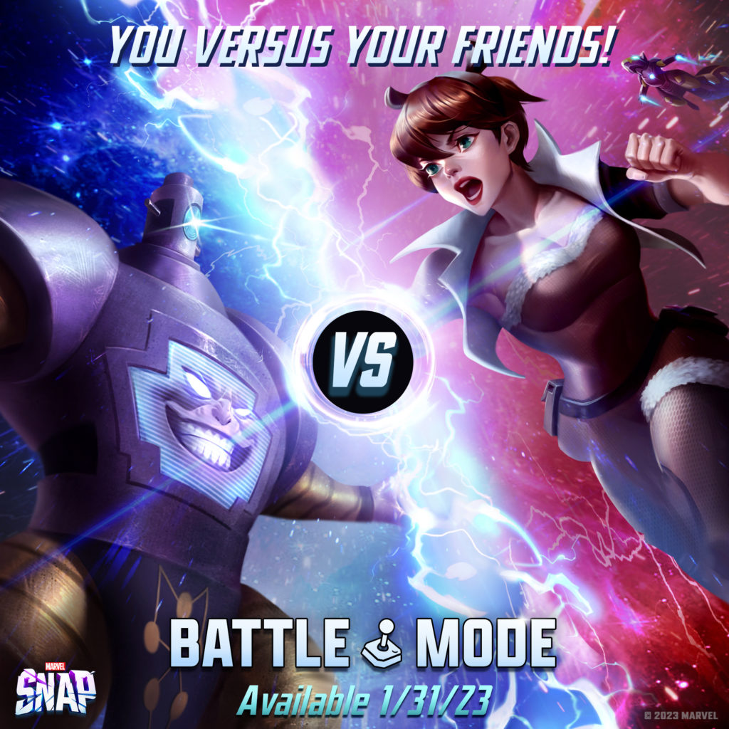 Armin Zola and Squirrel Girl fighting in a picture announcing the launch of Marvel Snap Battle Mode.