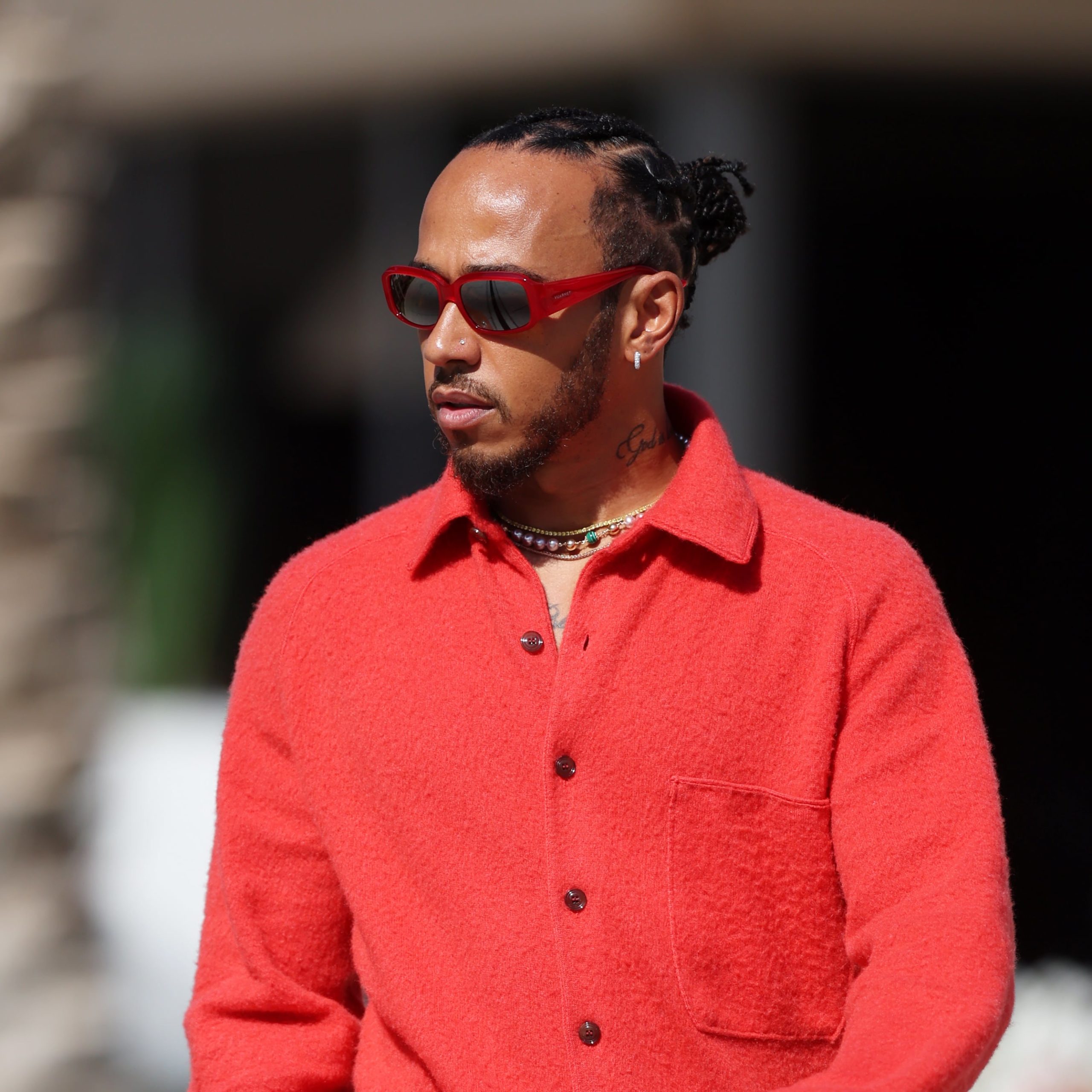 Lewis Hamilton Wears a Knitted Co-ord Ahead of Bahrain Grand Prix, and ...