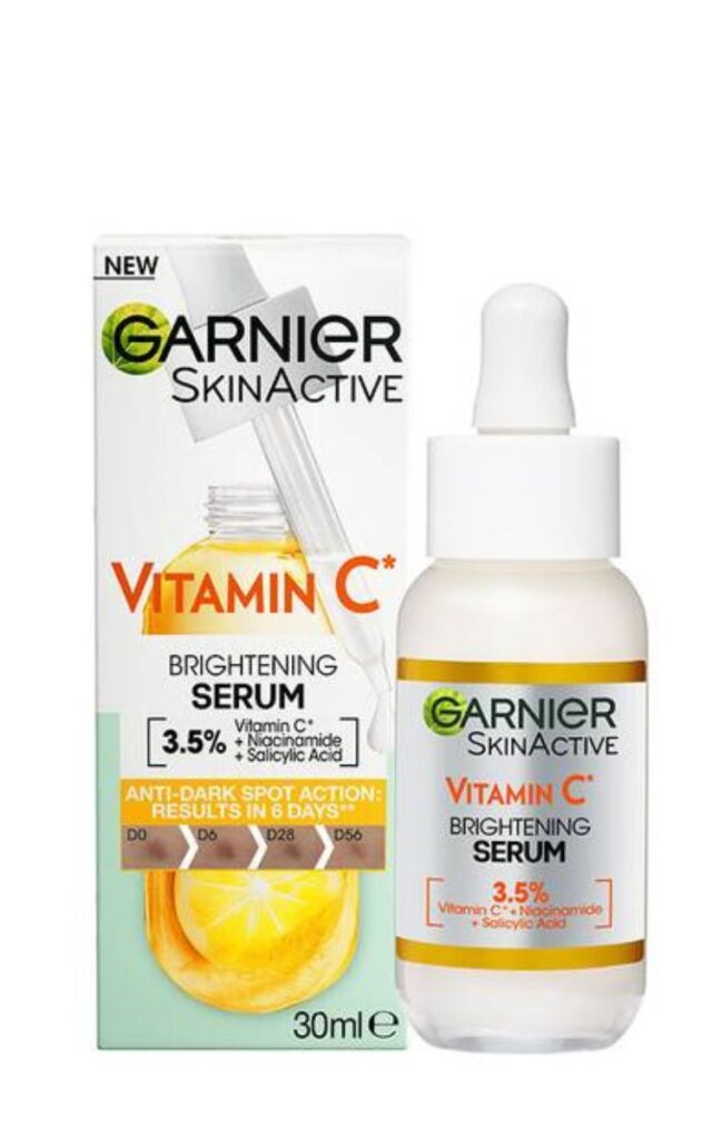 Second Step Skincare Routine: Vitamin C Serum with Garnier, Vitamin C Brightening Face Serum ($18)