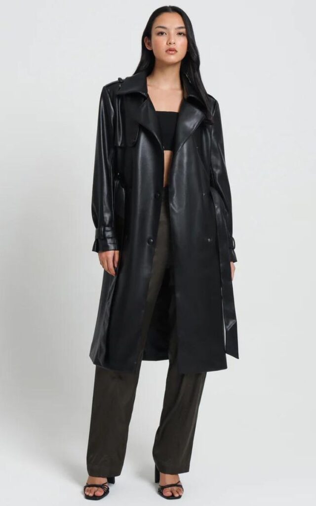 First MSe Hye Faux Leather Trench - Womens Winter Outfits