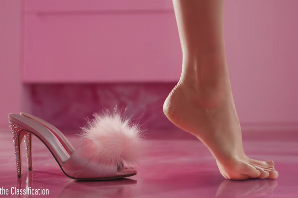 Barbie's preternaturally-arched feet in the Barbie trailer, an Easter egg to the design of the original doll.