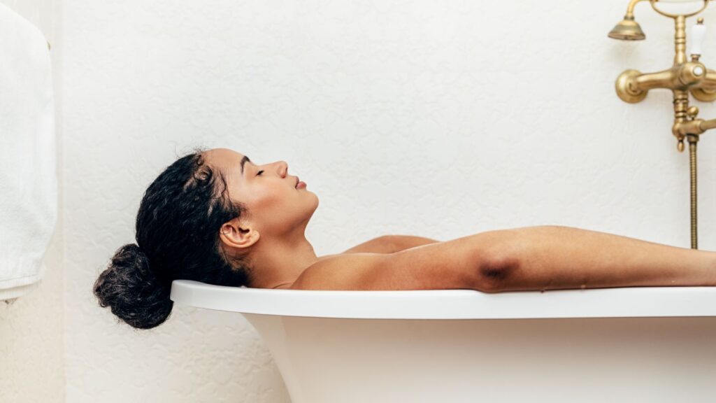 Taking a bath with Epsom salts or colloidal oatmeal can help sooth and treat a yeast infection. 