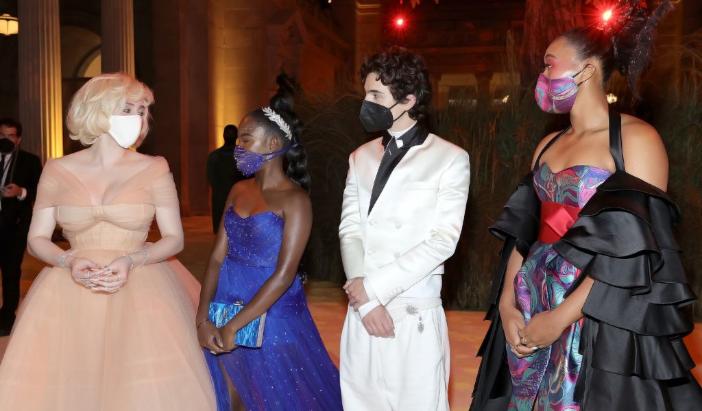 Billie Eilish, Amanda Gorman, Timothée Chalamet, and Naomi Osaka attend the The 2021 Met Gala Celebrating In America: A Lexicon Of Fashion at Metropolitan Museum of Art in 2021 