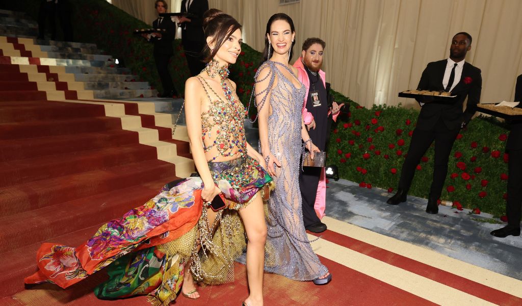 Emily Ratajkowski and Lily James leaving the Met Gala red carpet