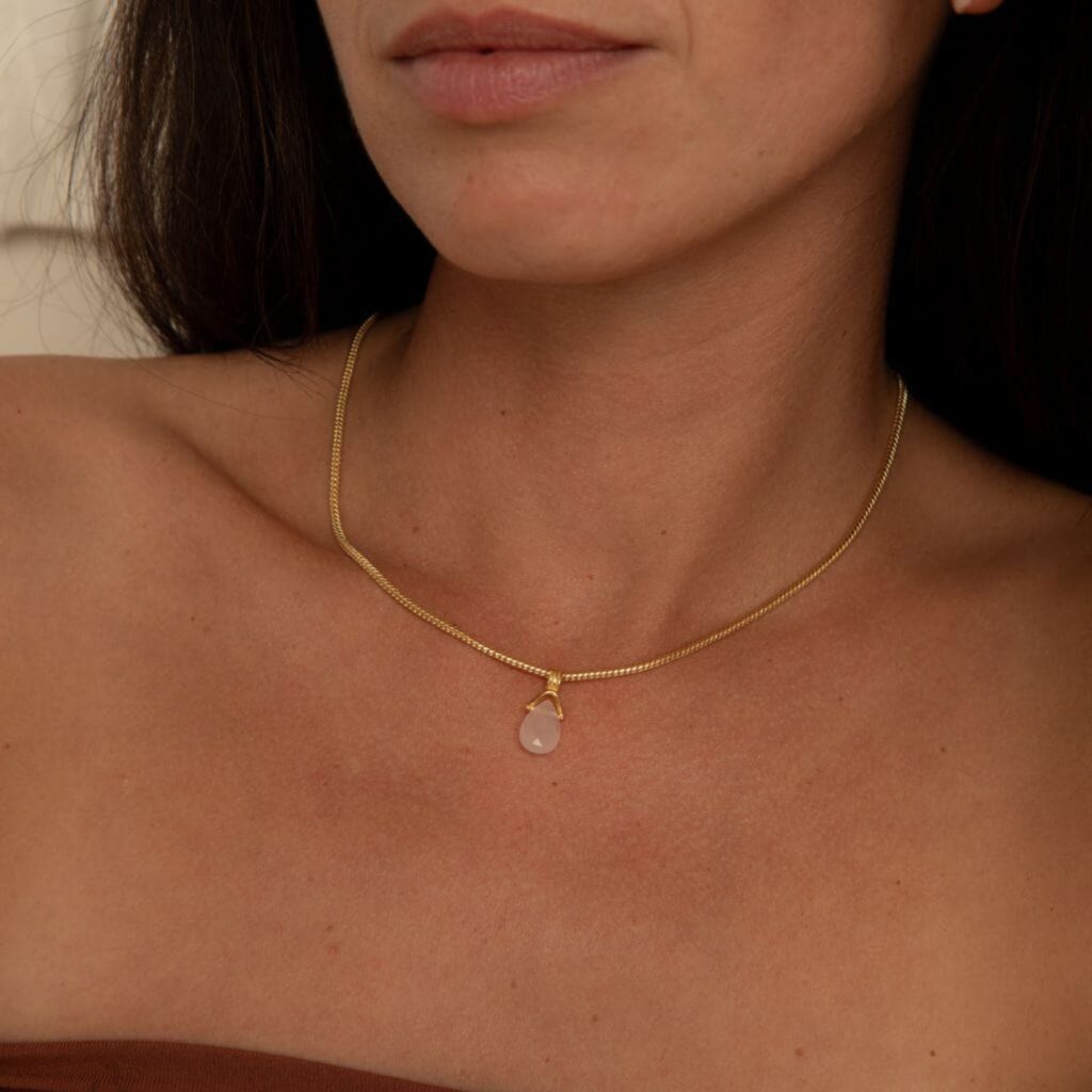 Bonito-Jewellery-Blossom-Rose-Quartz-Necklace.-Moissanite-vs-diamonds-