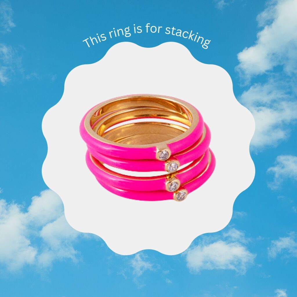 Fairley Hot Pink Enamel Stacker Ring - pink Accessories (1)