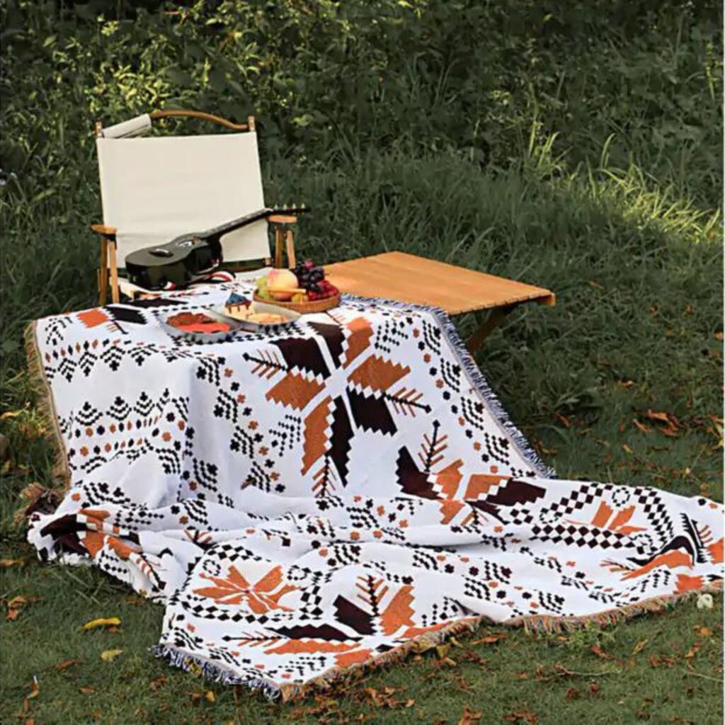 Bohemia Keep Warm Orange Vintage Picnic Blanket