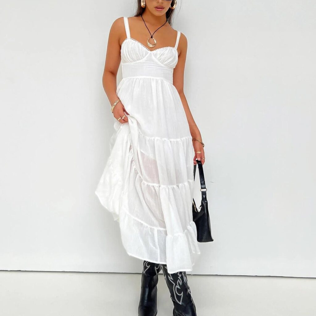 Joella Midi Dress White, Tomato Girl Aesthetic