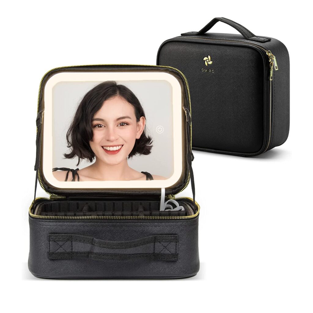 Omiro Travel Makeup Bag with LED Mirror - travel beauty case