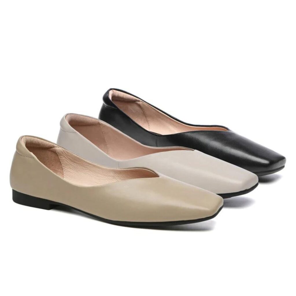 Ugg Express Square Toe Leather Ballet Flats