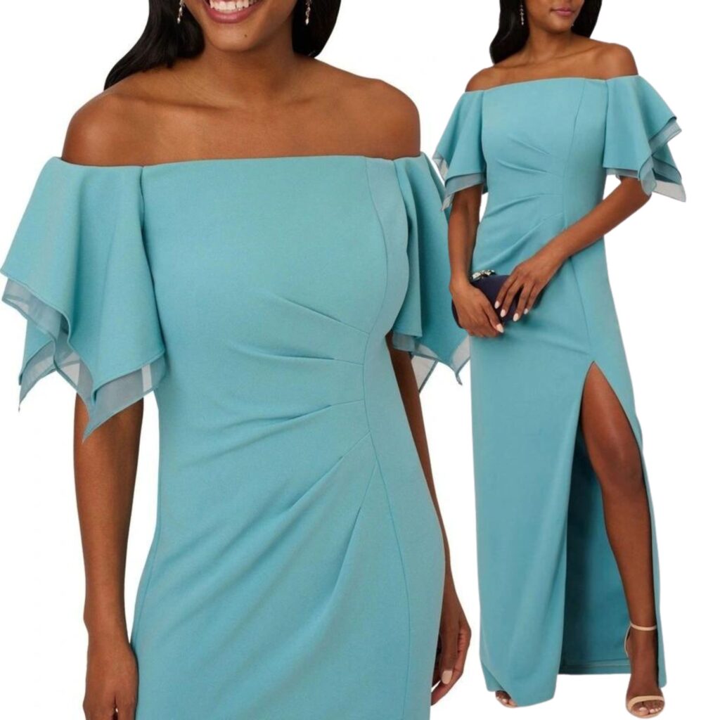 Adrianna Papell Crepe Tiered Sleeve Gown
