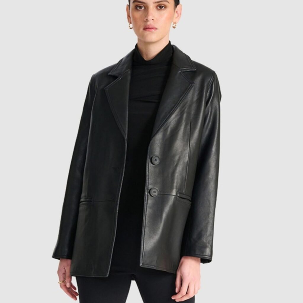 Ena Pelly Charlotte Oversized Leather Blazer - best leather jackets