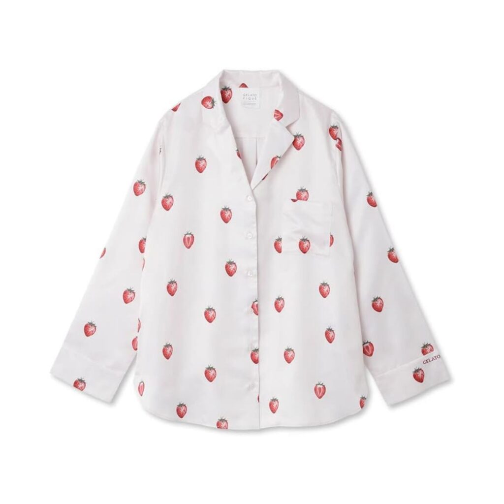 Gelato Pique Strawberry Pattern Satin Shirt